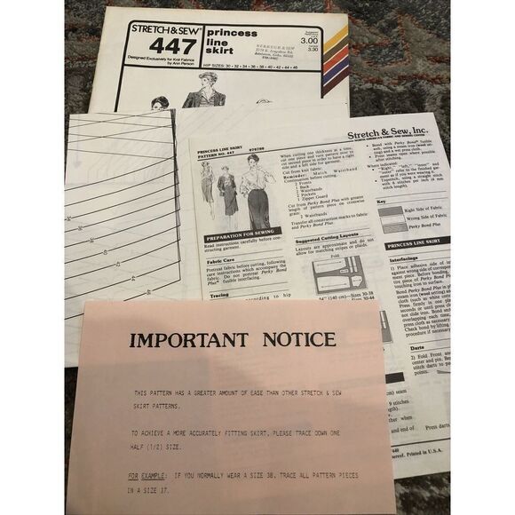 Stretch & Sew 447 Princess Line Skirt By Ann Person, Pattern Uncut - Picture 3 of 3